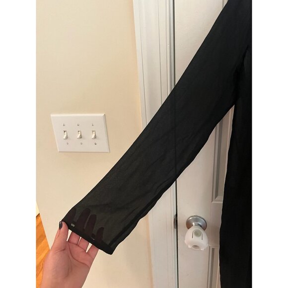 Eileen Fisher Sheer Silk Blend‎ Long Black Cardigan Dress Size M - Picture 3 of 5